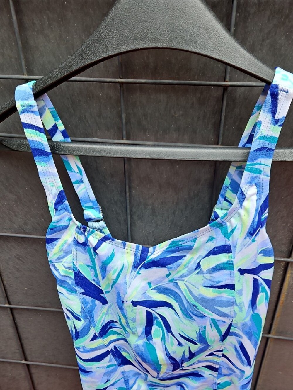*NEW With TAGS Speedo Blue Leaf-Print One-Piece Moderate Cut Endurance Swimsuit - Picture 7 of 17
